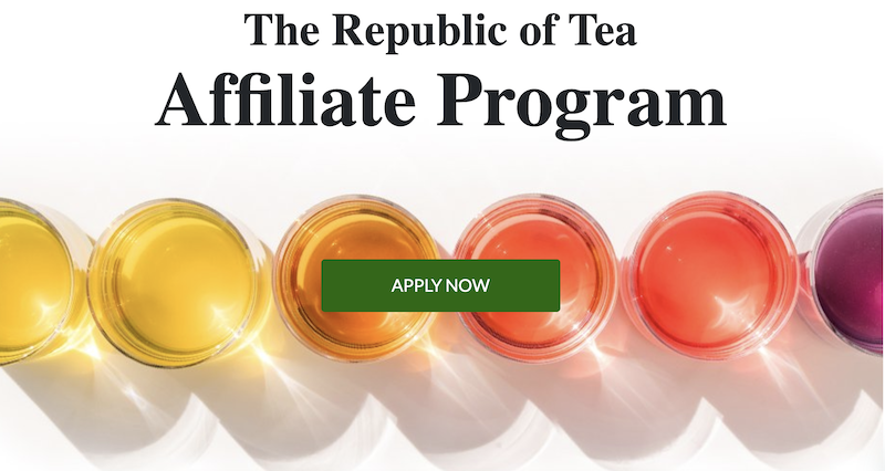 Homepage for one of the tea affiliate programs.